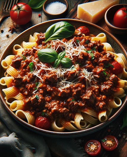Pâtes bolognaises au paleron de boeuf