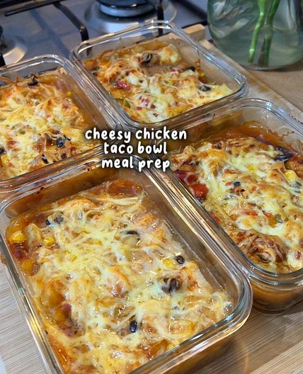 MEAL PREP CHEESY CHICKEN TACO BOWLS