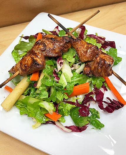 Mango Balsamic Chicken Skewers with Coleslaw
