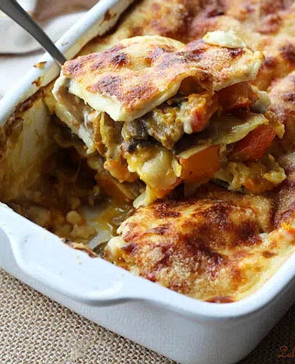Lasagne d'hiver potimarron champignons