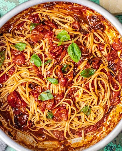 Spiced cherry tomato fettuccine