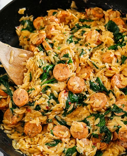 Creamy One-Pan Chicken Sausage Orzo