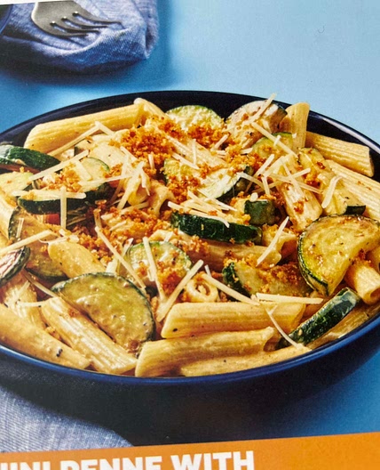 Creamy zucchini penne with garlicky panko