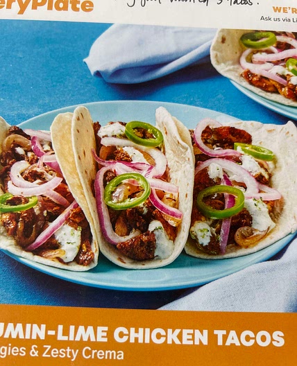 Saucy cumin-lime chicken tacos 