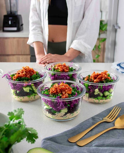 Forbidden Rice & Kimchi Salad with Ginger Almond Dressing (Meal Prep)