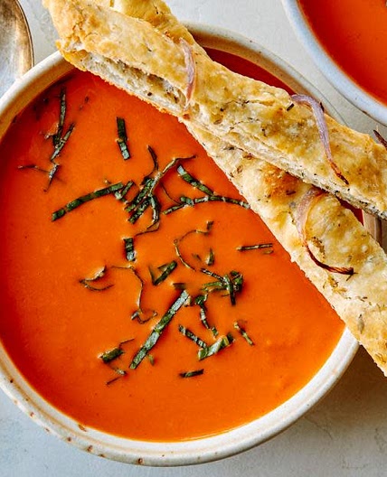 Soup Tomato Roasted with Herbed Flatbread FAVORITE