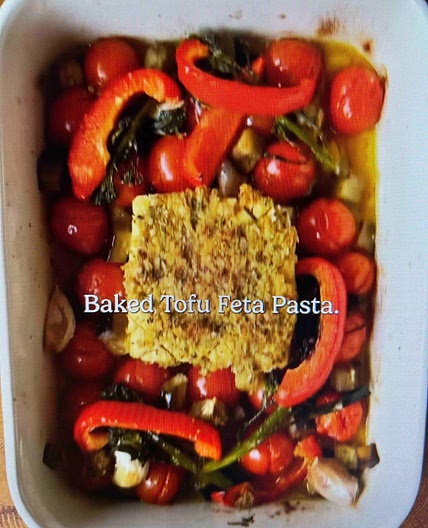 Baked Mediterranean Tofu Feta Pasta