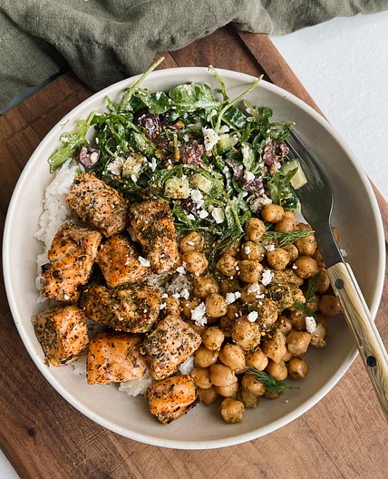 Mediterranean-Inspired Salmon Bite Bowls