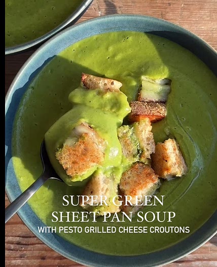 Super green sheet pan soup