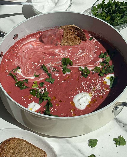 Pink Beet & Potato Soup 