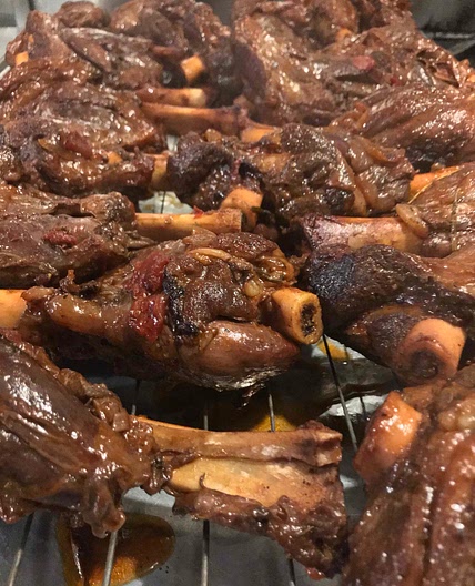 Braised lamb shanks