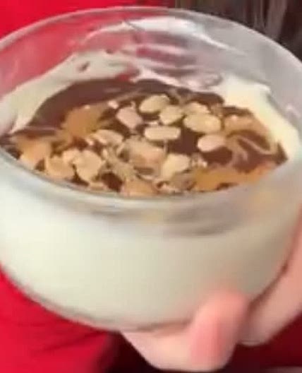 Frozen chocolate peanut butter yogurt cup