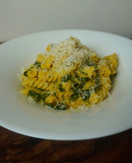 Creamy pumpkin spinach pasta