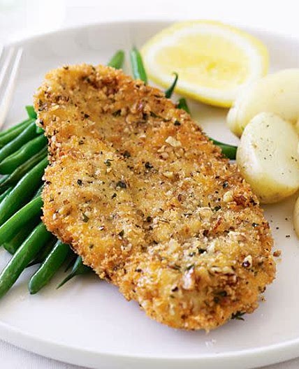 Lemon And Pecan Crumbed Chicken Schnitzel