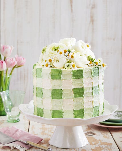 Coconut Cream Gingham Cake