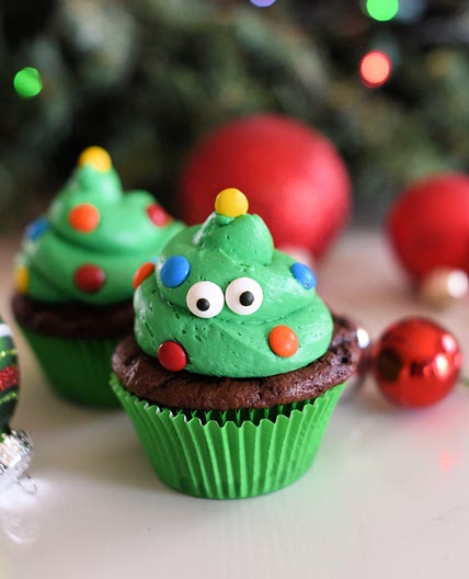 Chocolate Christmas Tree Cupcakes