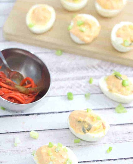 Kimchi Deviled Eggs (Keto, Paleo, Whole30)