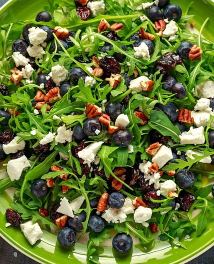 Blueberry-Cranberry Arugula Salad with Cinnamon Vinaigrette