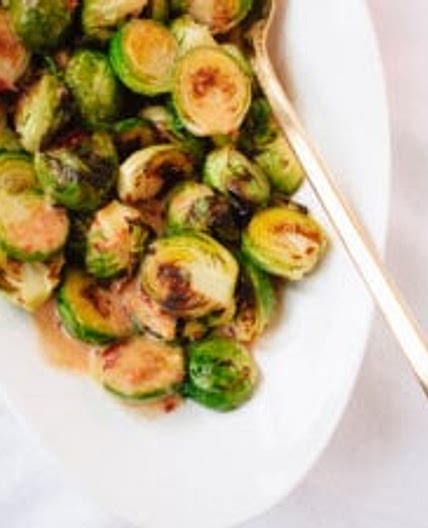 Quick Roasted Brussels Sprouts with Coconut Ginger Sauce