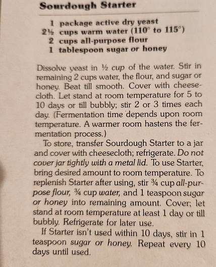 Sourdough Starter (red cookbook)