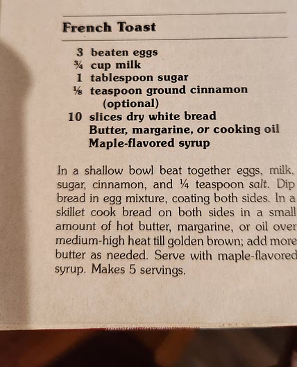 French Toast (red cookbook)
