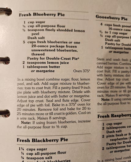 Fresh Blueberry Pie (red cookbook)