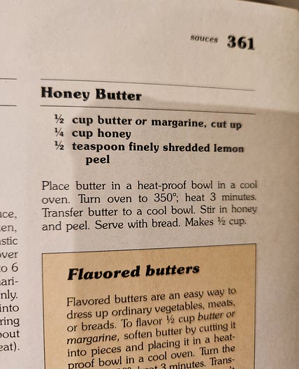 Honey Butter / Garlic Butter / Herb Butter (red cookbook)