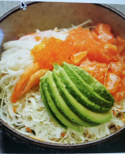 Avocado salmon sashimi Salad salad