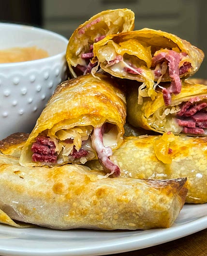 Air Fryer Rueben Egg Rolls 