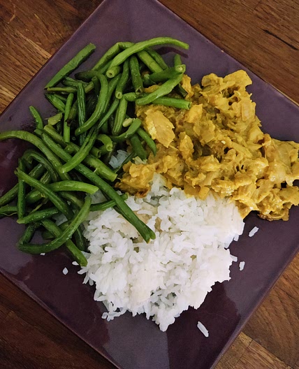 Cabillaud au curry et lait de coco