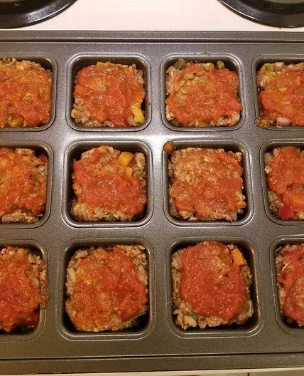 Mini Meatloaves in Brownie Pan