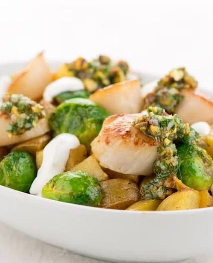 Scallops and Pistachio Pesto