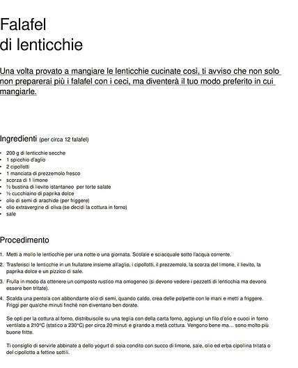 Falafel di lenticchie