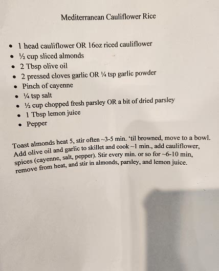 Mediterranean Cauliflower Rice