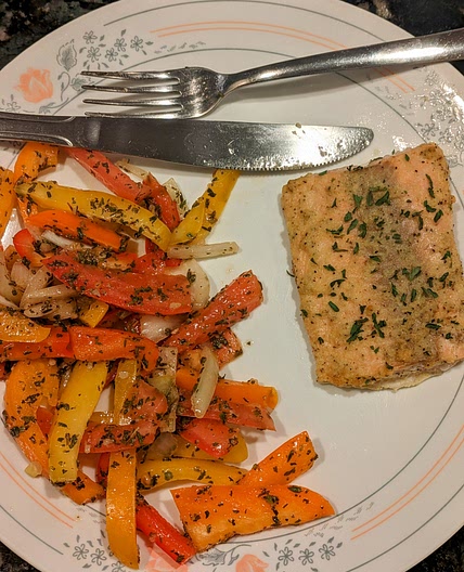 Simply Baked Salmon and Crunchy Salad