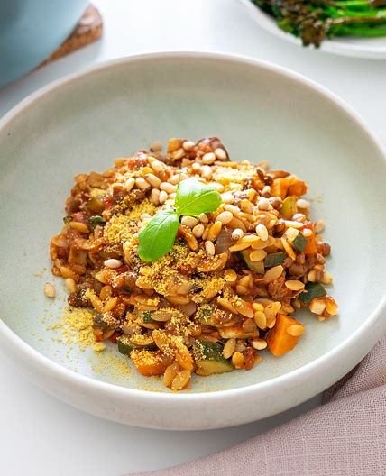One-Pot Mediterranean Orzo Bolognese