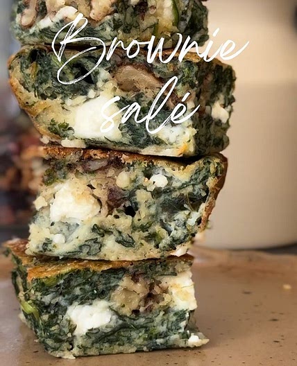 Brownie salé aux épinard, fêta et noix