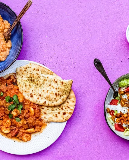 Aubergine curry met garnalen