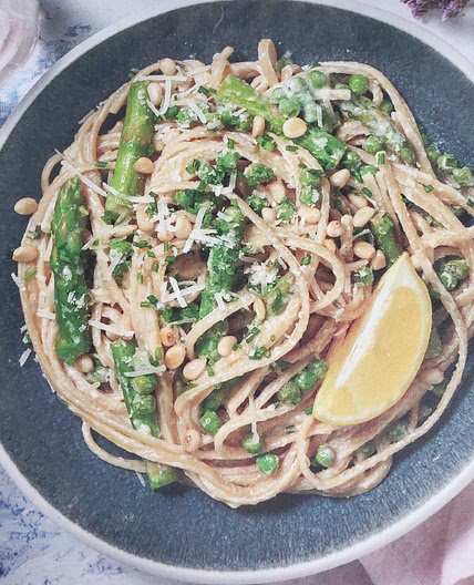 Creamy Linguine Primavera