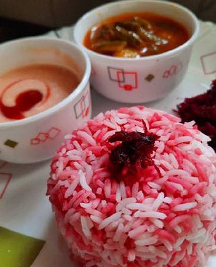 पिंक हेल्दी राइस (pink healthy rice recipe in Hindi)