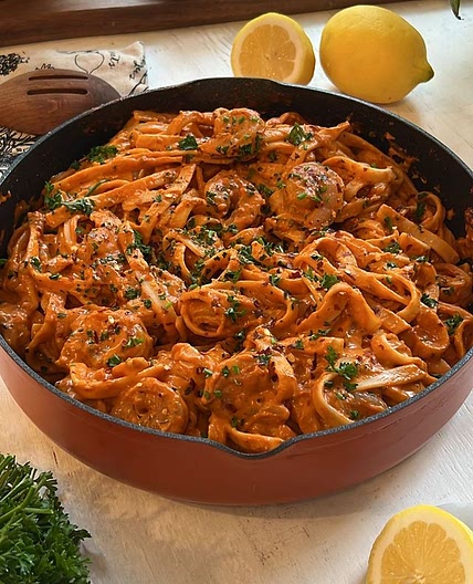 Red Pepper Pasta w/ Shrimp