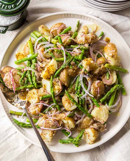 German-Inspired Warm Potato Salad with Asparagus