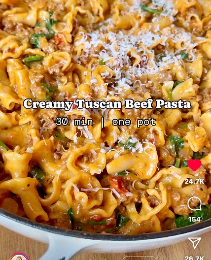 Creamy Tuscan Beef Pasta
