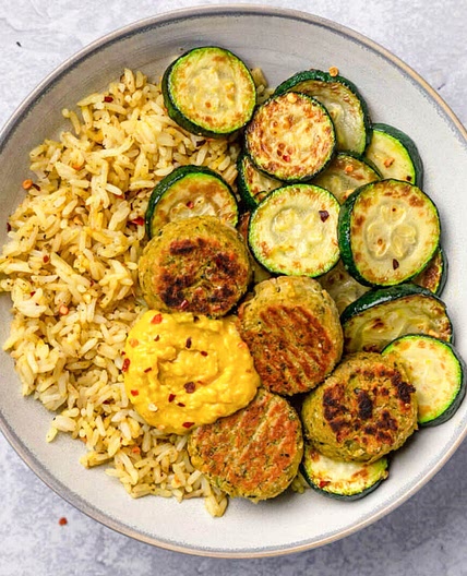 Coconut Curry Zucchini Falafel Bowl