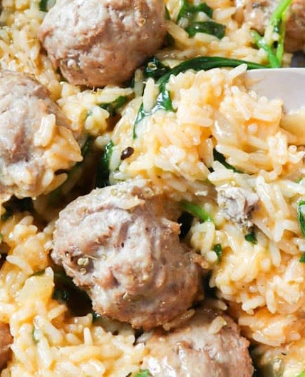 Lemon Basil Meatballs and Creamy Rice