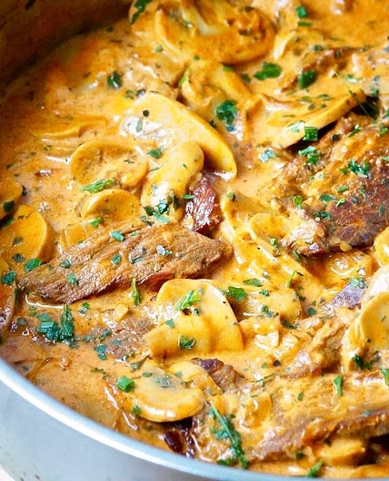 Bœuf stroganoff a la plancha