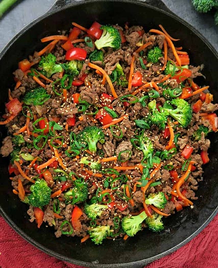 Korean Ground Beef Stir Fry {Easy, One Pot, 30-Minute Meal}