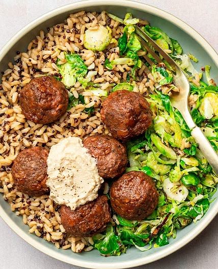 Zesty Hummus Impossible Meatball Bowl
