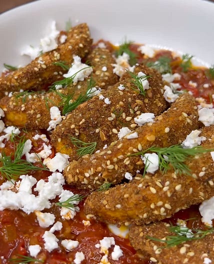 Fried Butternut Squash with Spicy Tomato Sauce | Jake Goldberg
