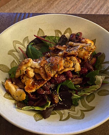Honey Glazed Halloumi and Kidney Bean Salad